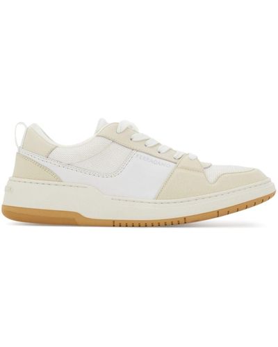Ferragamo Panelled Leather Trainers - White