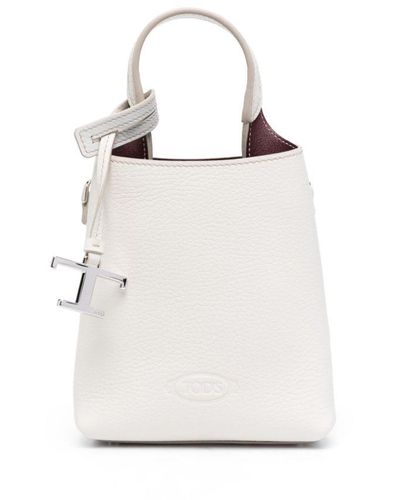 Tod's Debossed-Logo Leather Mini Bag - White