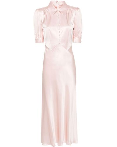 Alessandra Rich Empire-Line Silk Dress - Pink