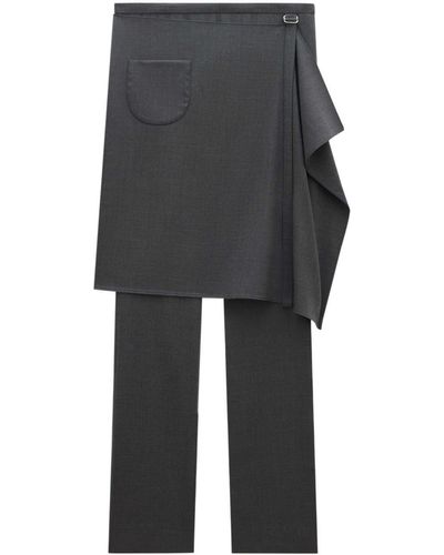 Courreges Tailored Wool-Blend Overskirt Trousers - Black