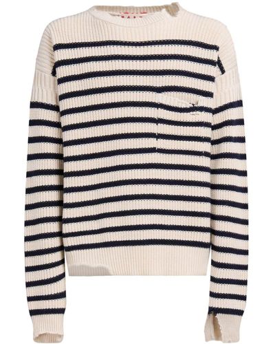 Marni Two-Tone Striped Sweater - Natural
