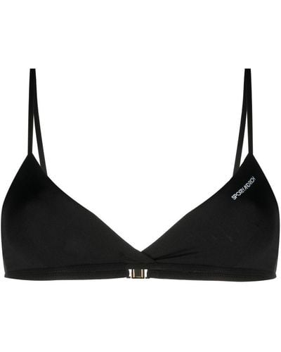 Sporty & Rich Brigitte Logo-Print Bikini - Black