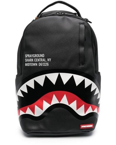 Sprayground Shark Teeth-print Zip-up Backpack - Black