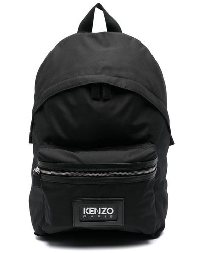 KENZO Logo-Patch Canvas Backpack - Black