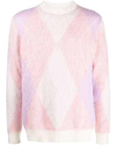 FAMILY FIRST Argyle-Knit Mohair-Blend Sweater - Pink