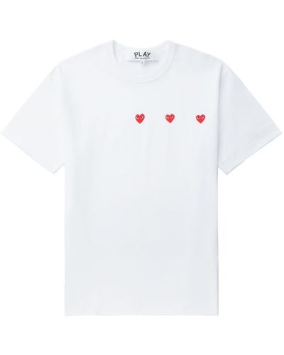COMME DES GARÇONS PLAY Triple Hearts Cotton T-Shirt - White
