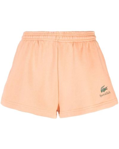 Sporty & Rich X Lacoste Cotton Track Shorts - Natural