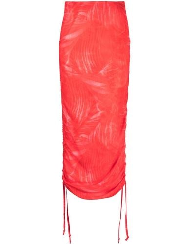 CANNARI CONCEPT Ruched-Detail High-Waist Skirt - Red