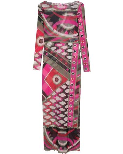 Emilio Pucci Vivara-Print Semi-Sheer Dress - Black