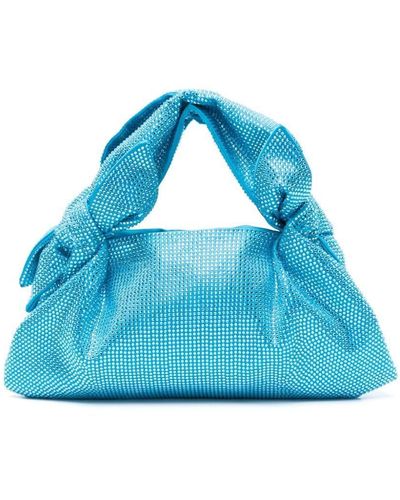 GIUSEPPE DI MORABITO Rhinestone-Embellished Knotted Tote Bag - Blue