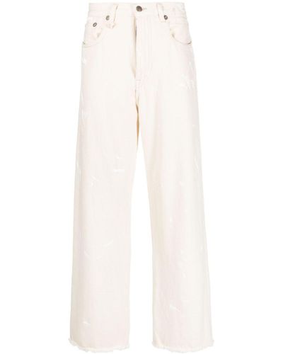 R13 D'Arcy Paint-Splatter Loose Jeans - White