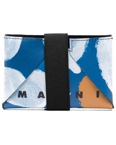 Marni Logo Print Wallet - Blue