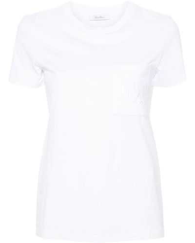 Max Mara Monogram-Embroidered Cotton T-Shirt - White
