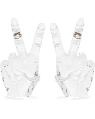 Y. Project Peace Hand-shaped Transparent Earrings - White