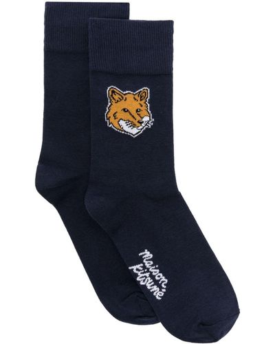 Maison Kitsuné Fox Head Socks - Blue