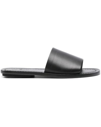 Tagliatore Single-Strap Leather Slides - Black