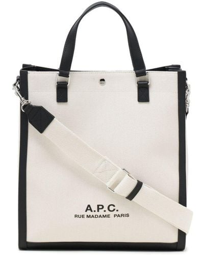 A.P.C. Logo-Print Tote Bag - White