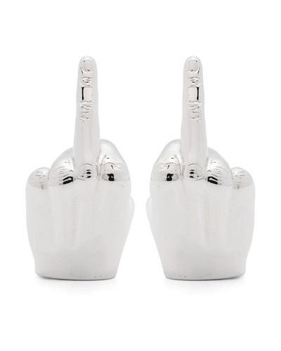 Y. Project Hand-Shaped Polished Earrings - White
