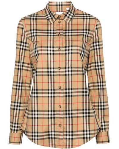 Burberry House-Check-Pattern Shirt - Natural
