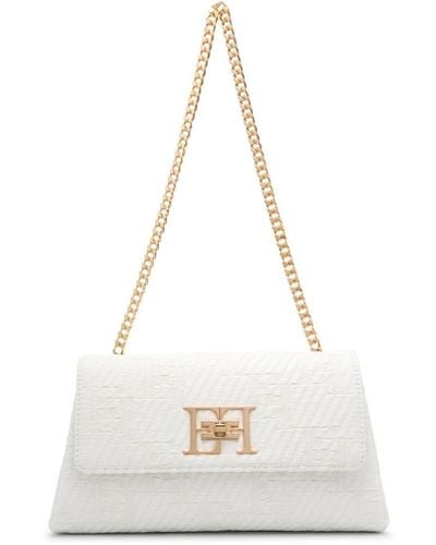 Elisabetta Franchi Logo-Jacquard Shoulder Bag - White