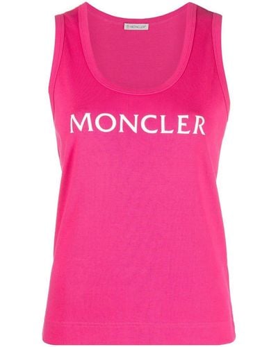 Moncler Logo-Print Tank Top - Pink