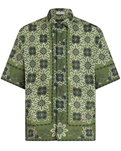 Etro Floral-Print Cotton Shirt - Green
