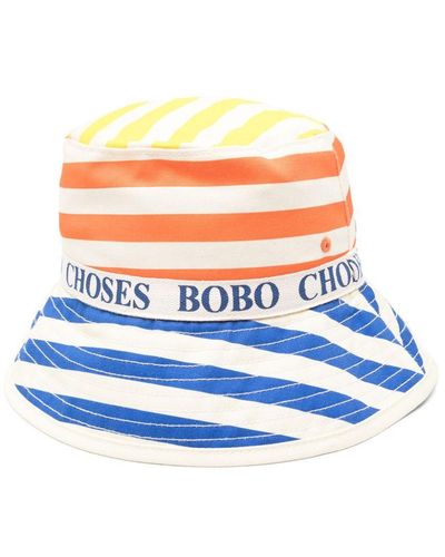 Bobo Choses Striped Reversible Bucket Hat - White