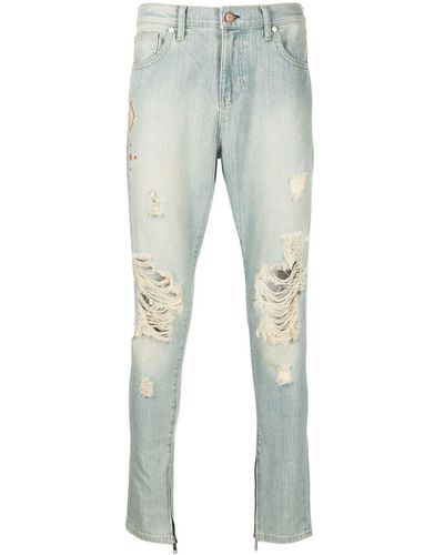 United Rivers Embroidered Ripped Skinny Jeans - Blue