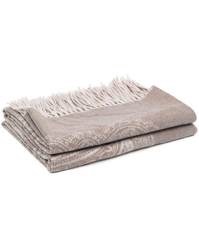 Etro Home Intarsia-knit Wool Scarf - Grey