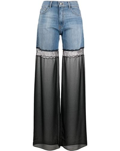 Nensi Dojaka Tulle-Panel Straight-Leg Jeans - Blue