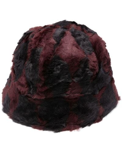 Needles Two-tone Design Faux-shearling Bucket Hat - Red