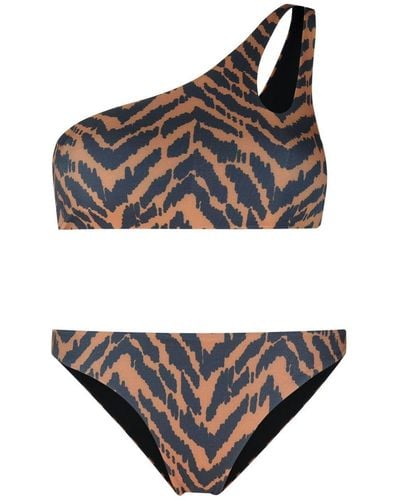 MATINEÉ Tiger-Print One-Shoulder Bikini - Black
