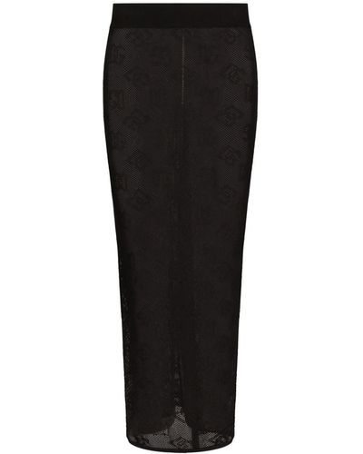 Dolce & Gabbana Dg-Jacquard Midi Skirt - Black