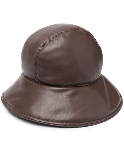 Nanushka Curved-brim Vegan Leather Bucket Hat - Brown