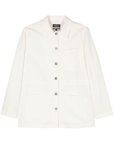 A.P.C. Drawstring-Waist Buttoned Jacket - White