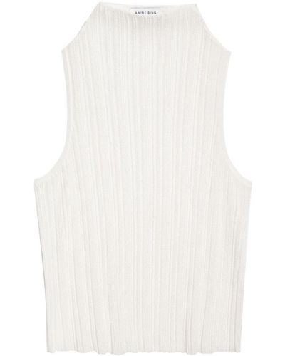 Anine Bing Harlow Ribbed Top - White