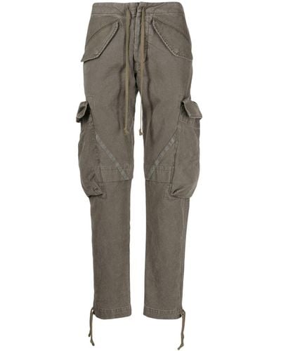 Greg Lauren Tapered Cotton Cargo Trousers - Grey