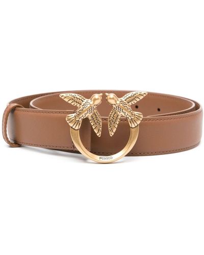 Pinko Love Birds Leather Belt - Brown