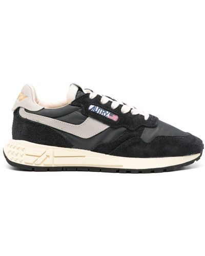 Autry Reelwind Low Trainers In Black Nylon And Suede
