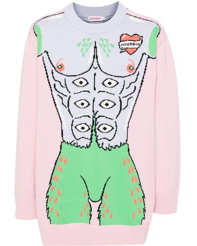 Charles Jeffrey Intarsia-Knit Cotton Jumper - Green