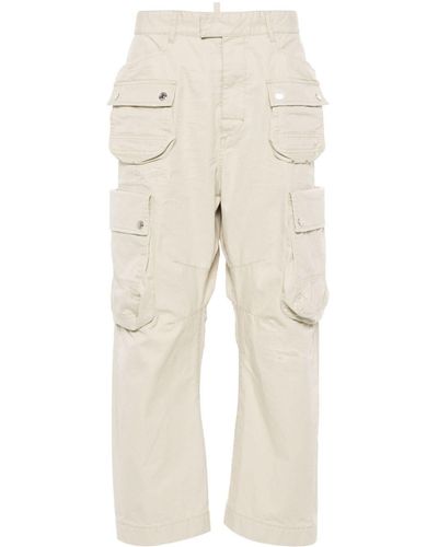 DSquared² Logo-Print Cargo Trousers - Natural