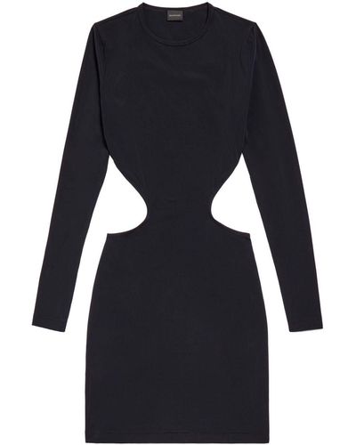 Balenciaga Cut-Out Long-Sleeved Minidress - Blue
