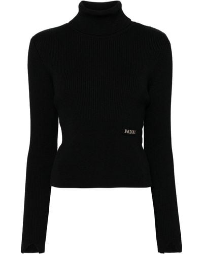 Patou Ribbed Turtleneck Sweater - Black