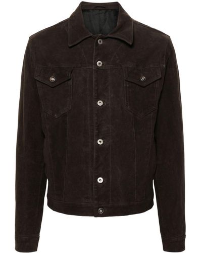 Eraldo Sculpted-Buttons Leather Jacket - Black