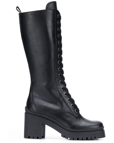 Miu Miu Military-style Knee-high Boots - Black