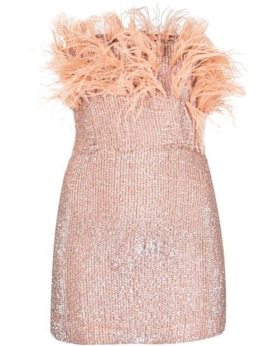 retroféte Feather-detail Mini Dress - Pink