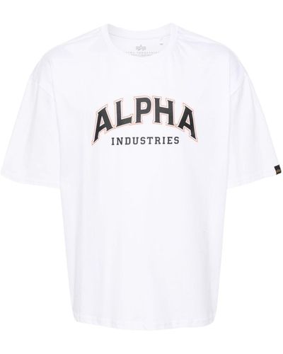 Alpha Industries Logo-Print Cotton T-Shirt - White