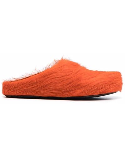 Marni Fussbet Sabot Calf-Hair Slippers - Orange