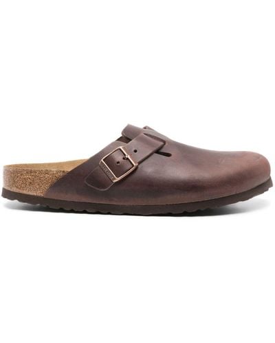 Birkenstock Boston Leather Slippers - Brown