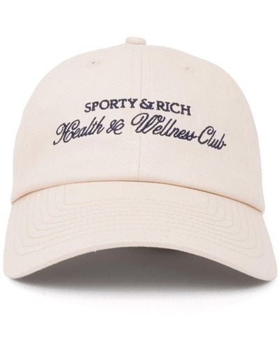 Sporty & Rich H&W Club Logo-Embroidered Cap - Natural